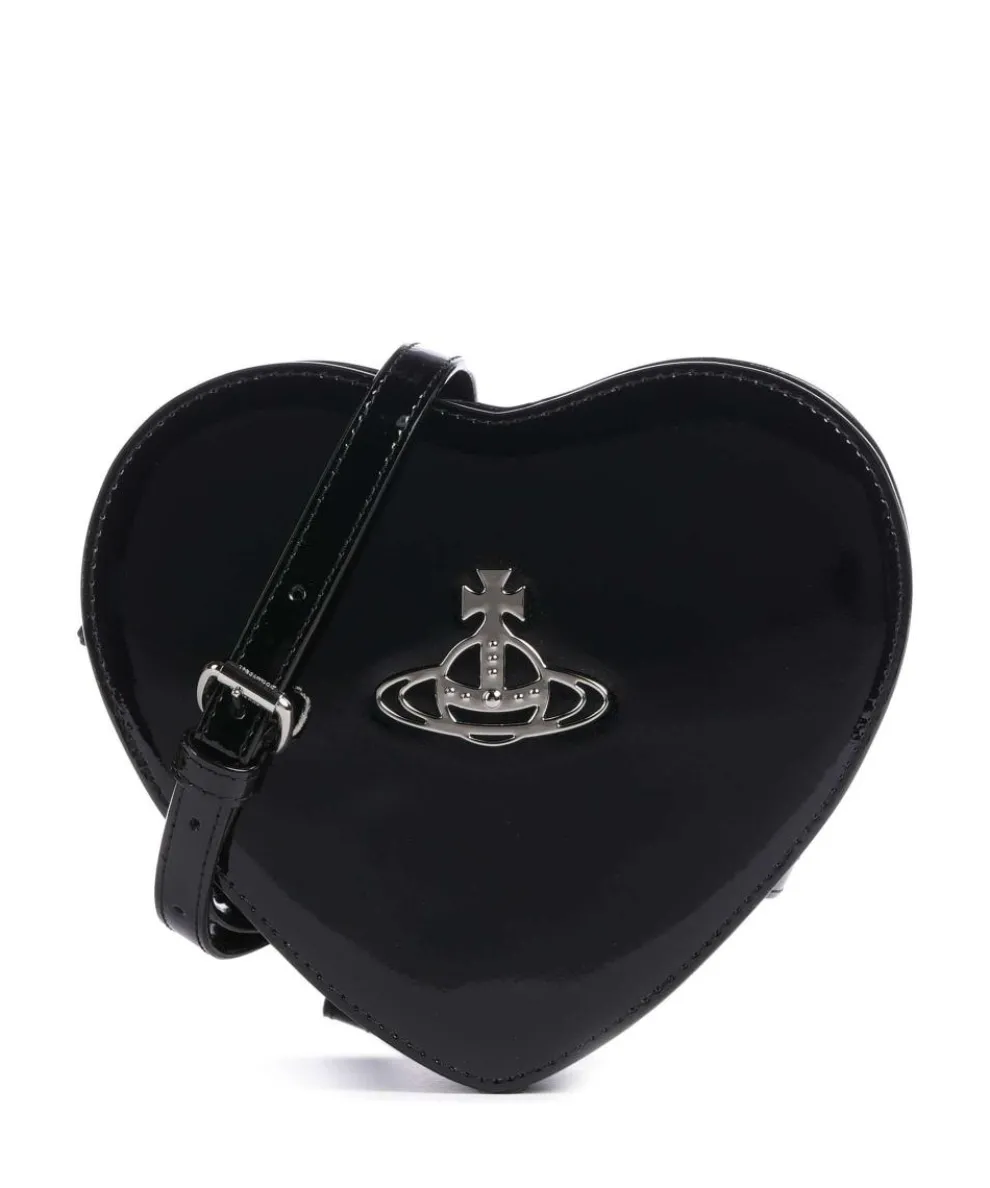 Louise Heart Shiny Patent Umhängetasche Lackleder schwarz