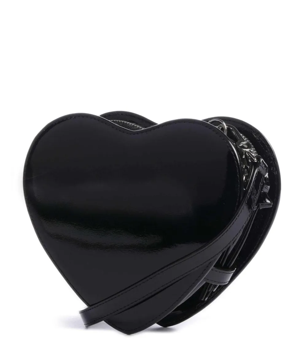 Louise Heart Shiny Patent Umhängetasche Lackleder schwarz