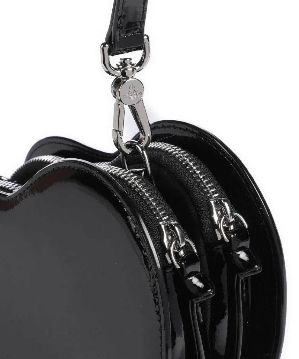 Louise Heart Shiny Patent Umhängetasche Lackleder schwarz