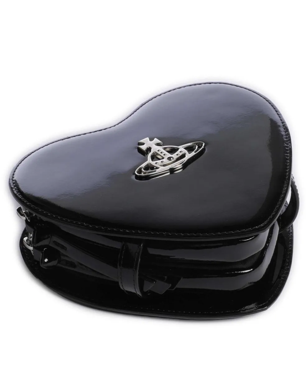 Louise Heart Shiny Patent Umhängetasche Lackleder schwarz