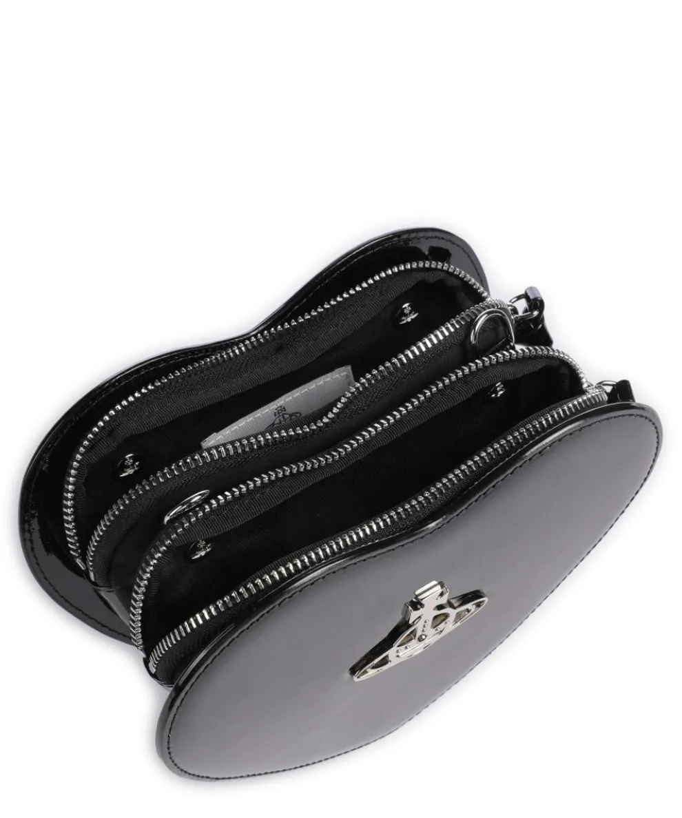 Louise Heart Shiny Patent Umhängetasche Lackleder schwarz