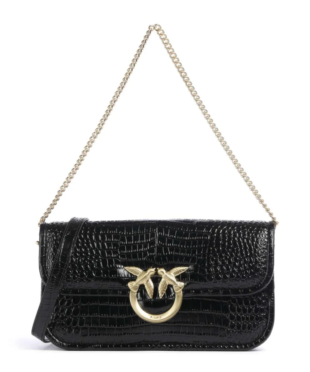 Love Box Baguette Schultertasche geprägtes Leder schwarz