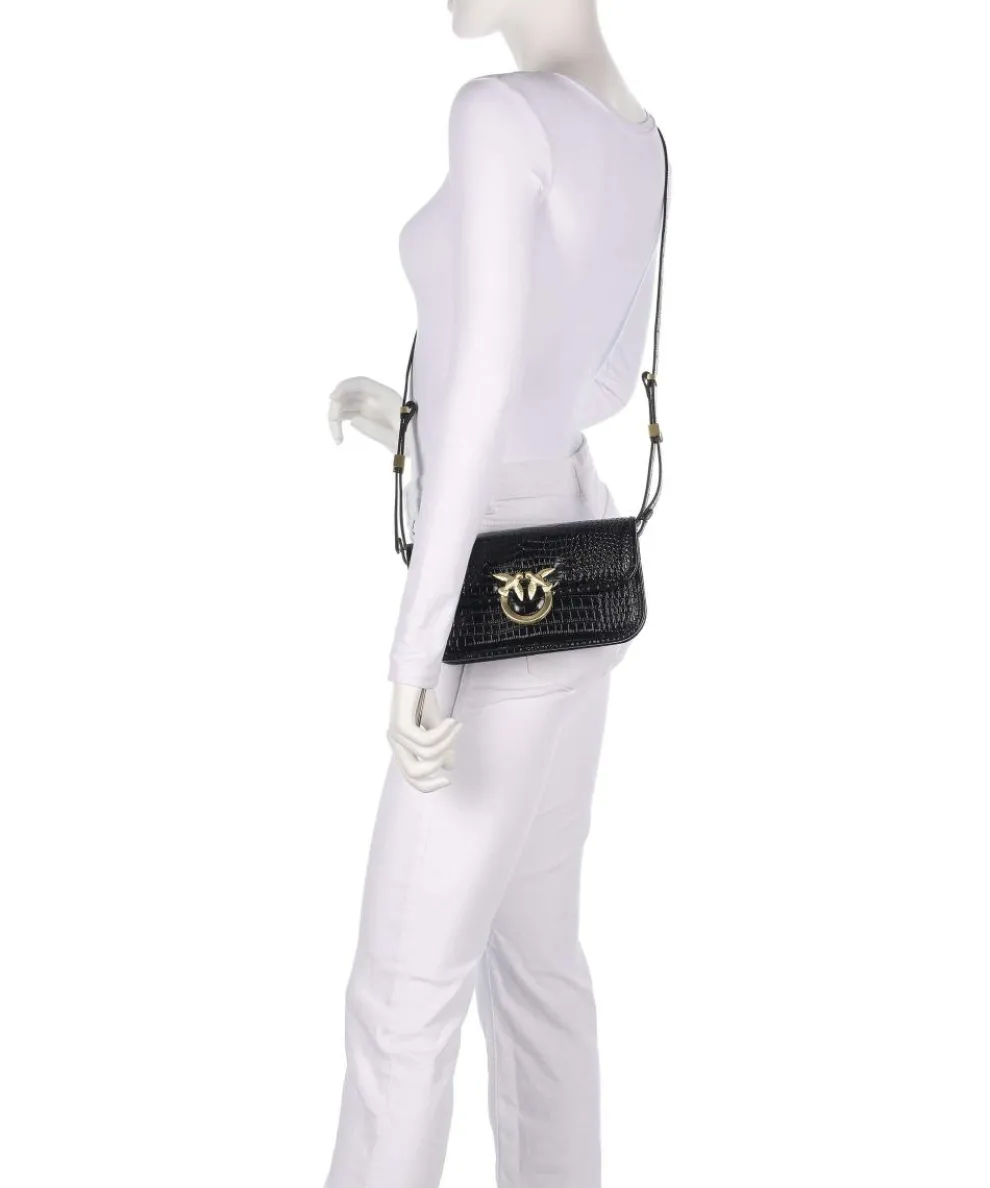 Love Box Baguette Schultertasche geprägtes Leder schwarz