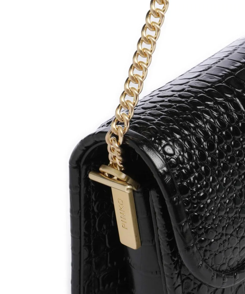 Love Box Baguette Schultertasche geprägtes Leder schwarz