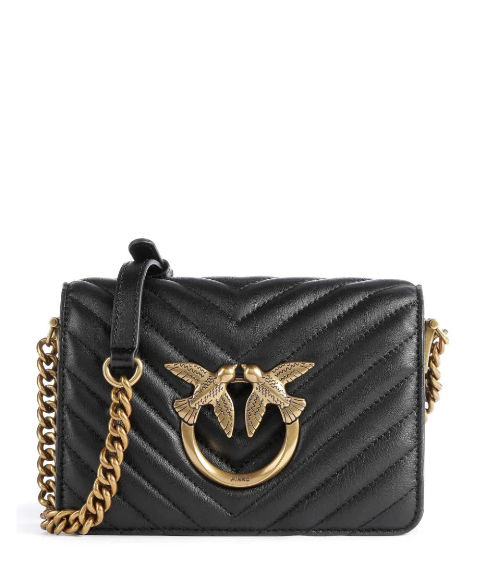 Love Click Mini Umhängetasche Schafsleder schwarz