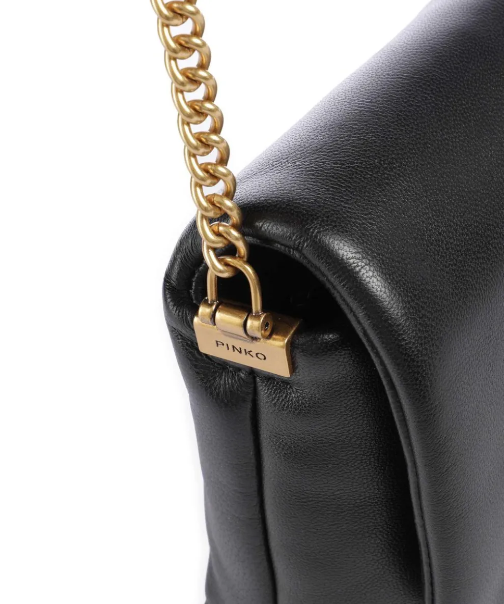 Love Click Puff Baby Umhängetasche Schafsleder schwarz