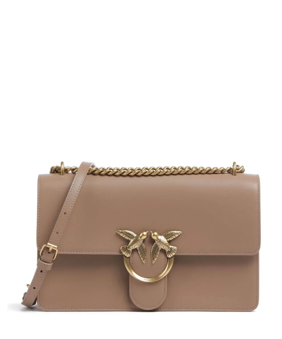 Love One Classic Schultertasche fein genarbtes Rindsleder hellbraun