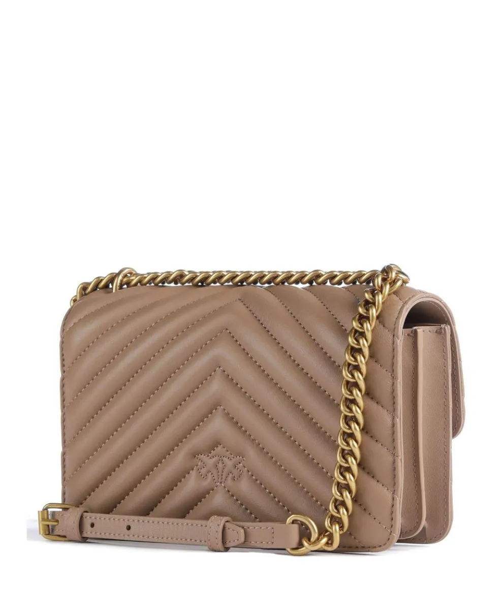 Love One Mini Schultertasche fein genarbtes Leder braun