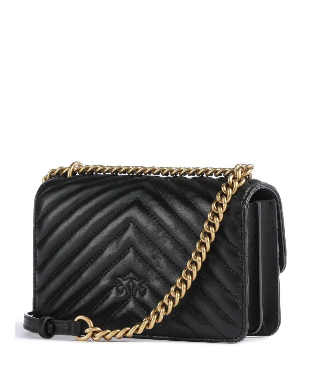 Love One Mini Schultertasche fein genarbtes Leder schwarz