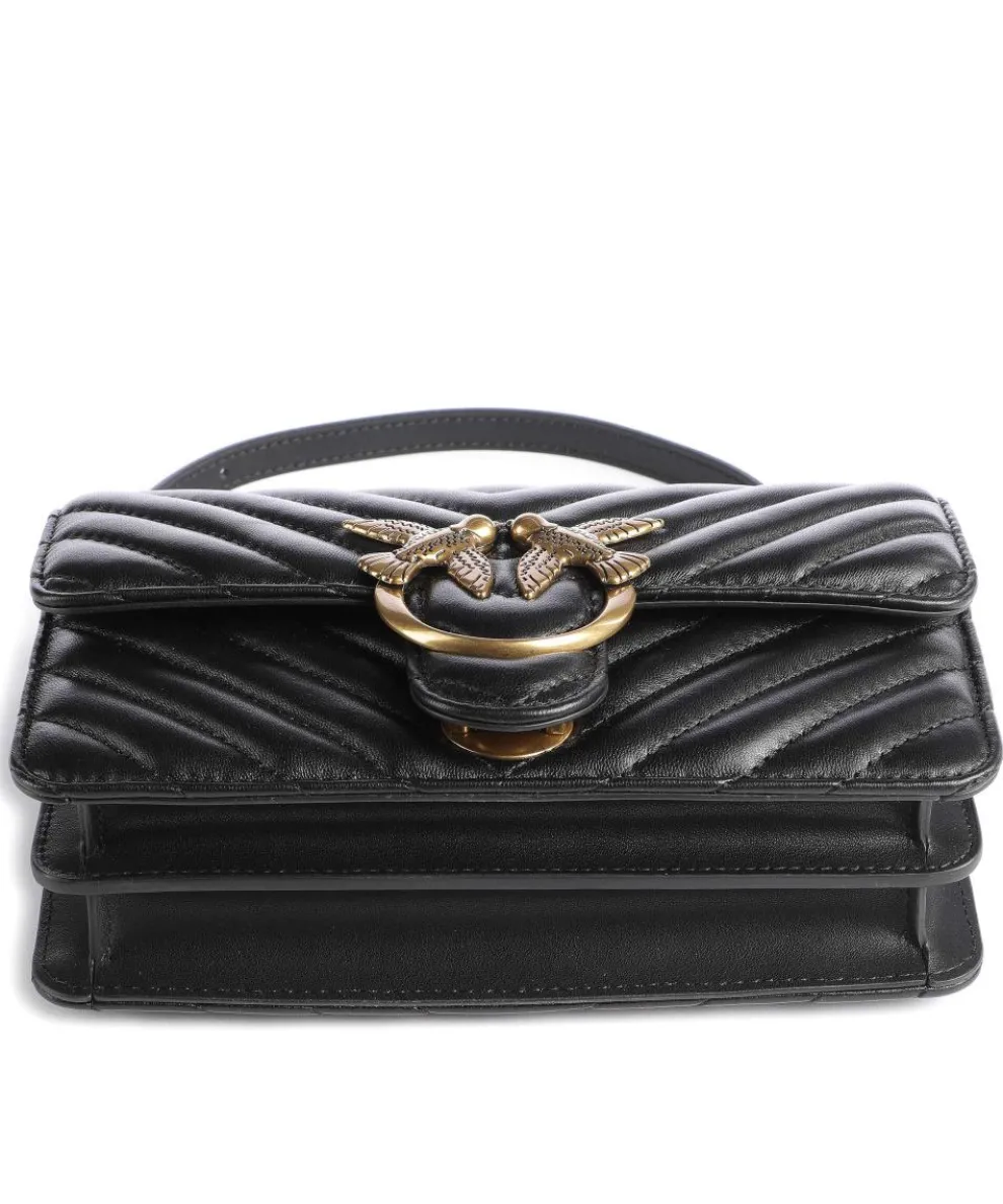 Love One Mini Schultertasche fein genarbtes Leder schwarz