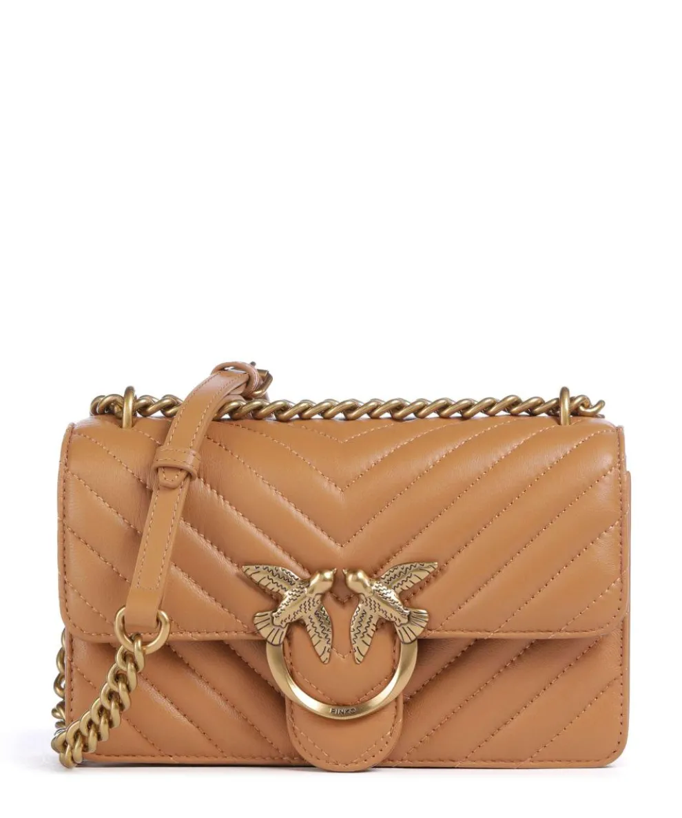 Love One Mini Schultertasche fein genarbtes Leder hellbraun