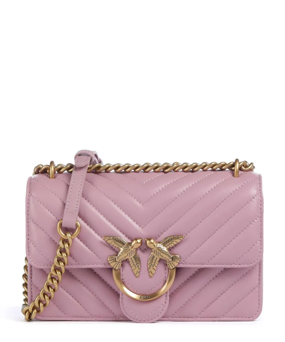 Love One Mini Schultertasche fein genarbtes Leder violett