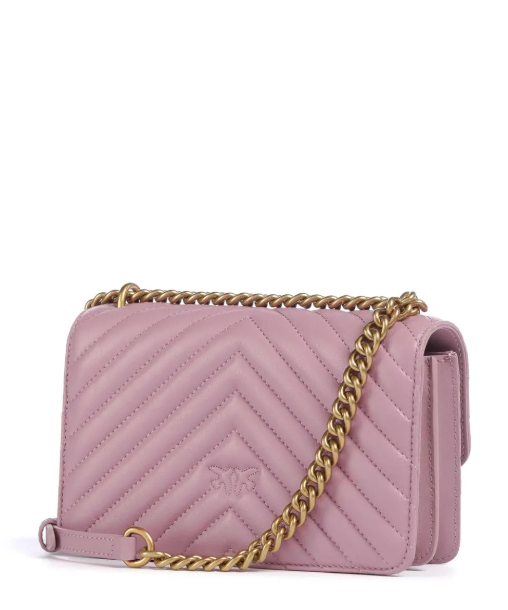 Love One Mini Schultertasche fein genarbtes Leder violett