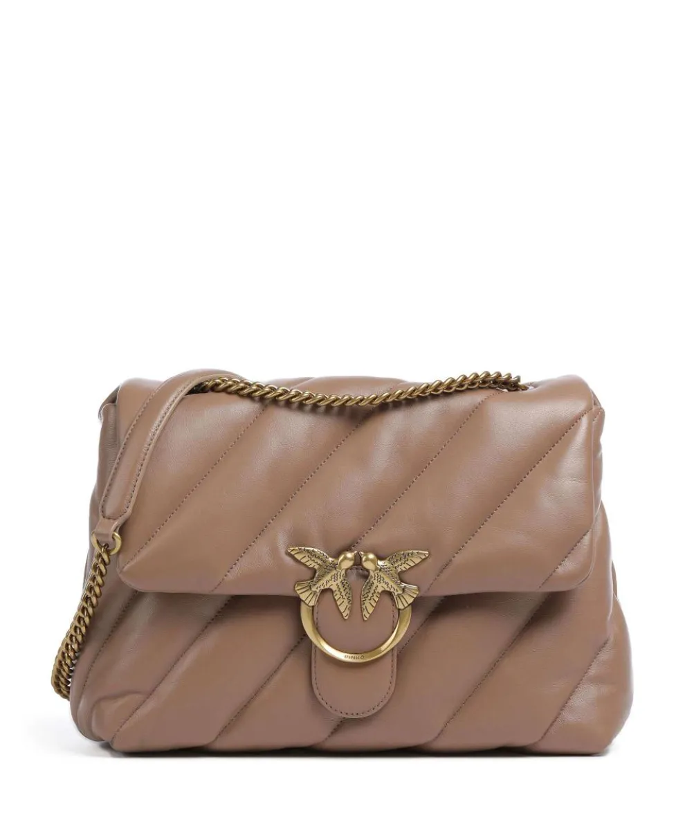 Love Puff Big Schultertasche Schafsleder braun