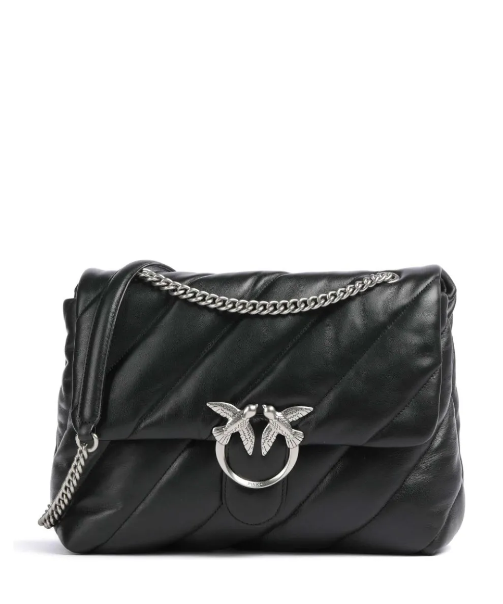 Love Puff Big Schultertasche Schafsleder schwarz