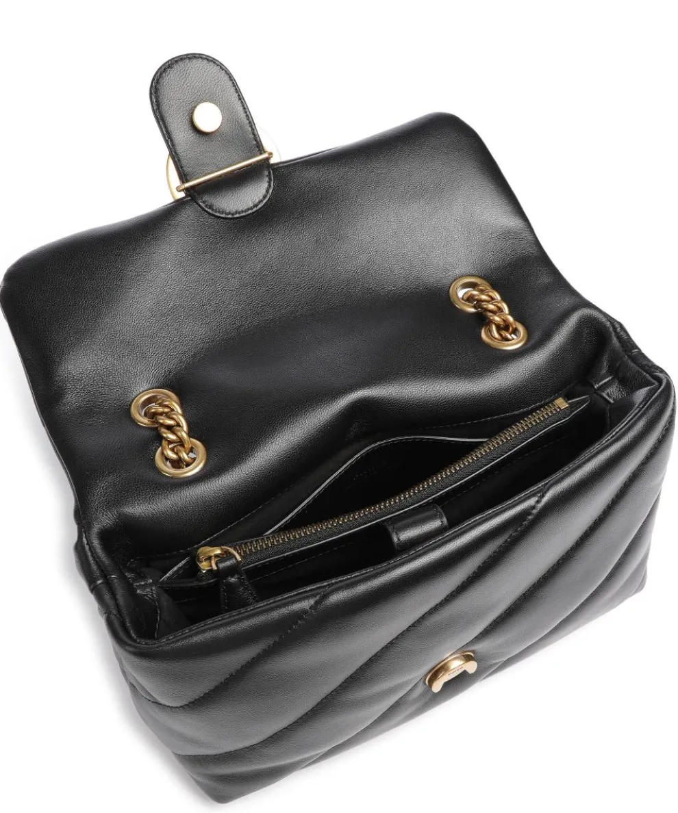 Love Puff Classic Schultertasche Schafsleder schwarz