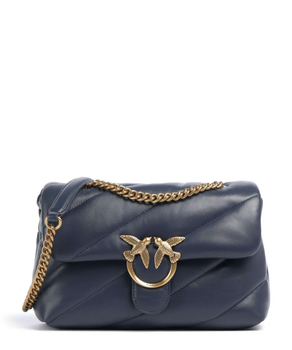 Love Puff Classic Schultertasche Schafsleder dunkelblau