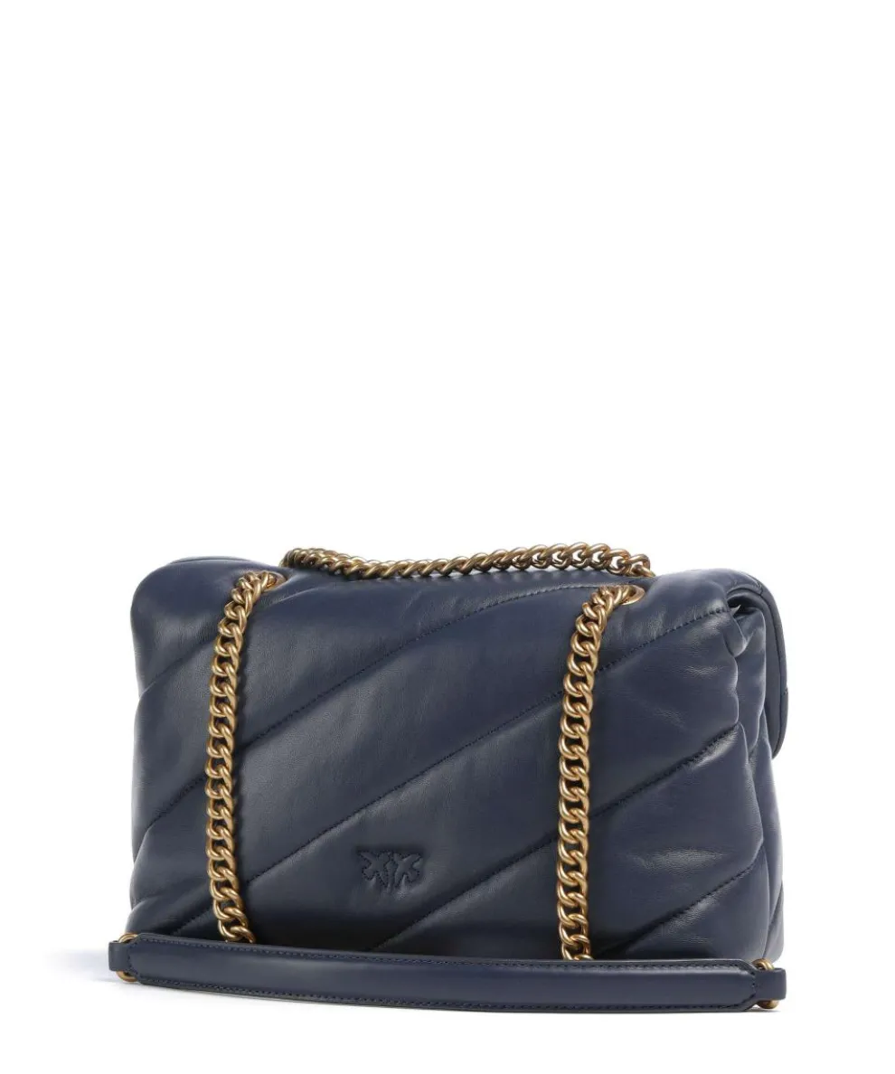 Love Puff Classic Schultertasche Schafsleder dunkelblau