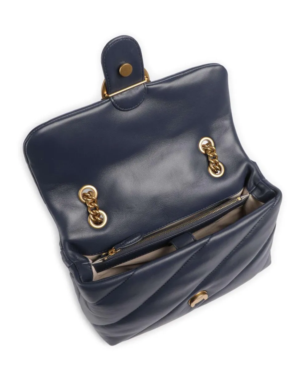 Love Puff Classic Schultertasche Schafsleder dunkelblau