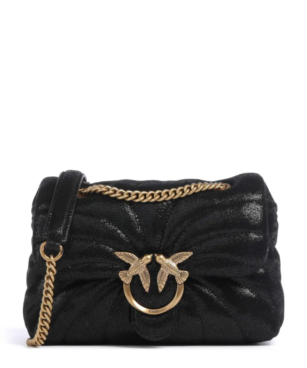 Love Puff Mini Schultertasche Wildleder schwarz