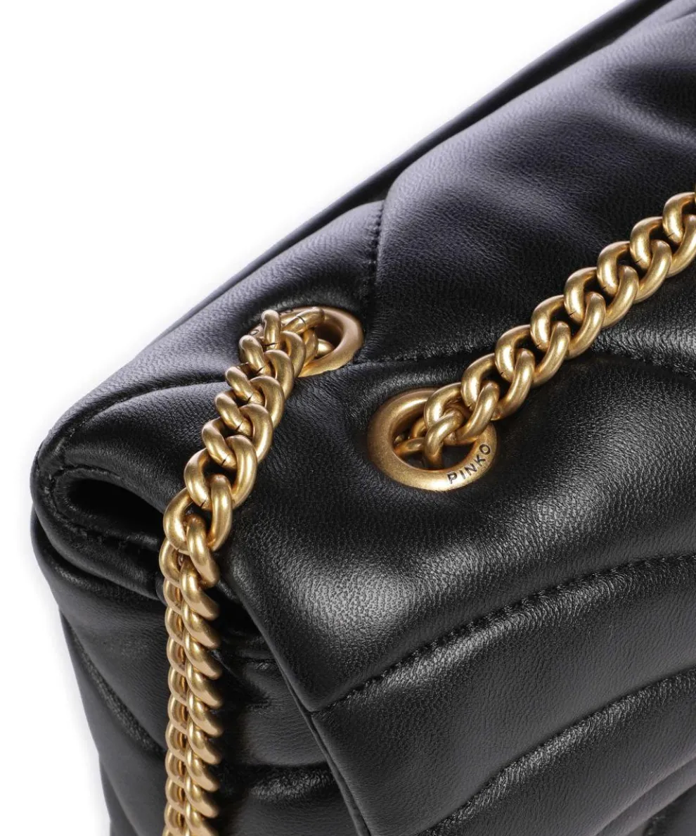 Love Puff Mini Schultertasche Schafsleder schwarz