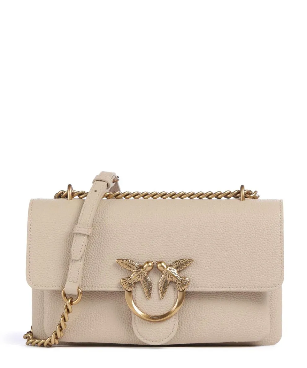 Love Soft Mini Schultertasche genarbtes Leder beige