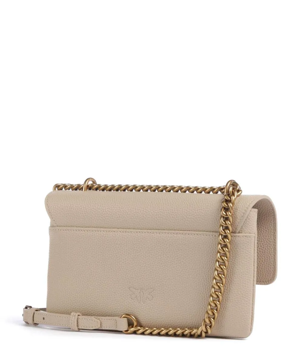 Love Soft Mini Schultertasche genarbtes Leder beige