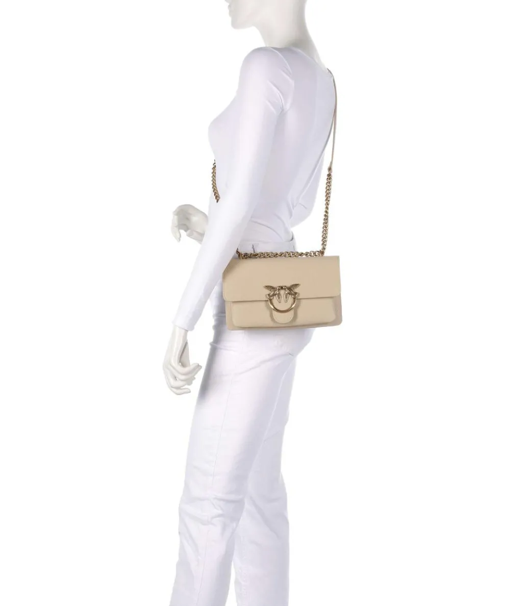 Love Soft Mini Schultertasche genarbtes Leder beige
