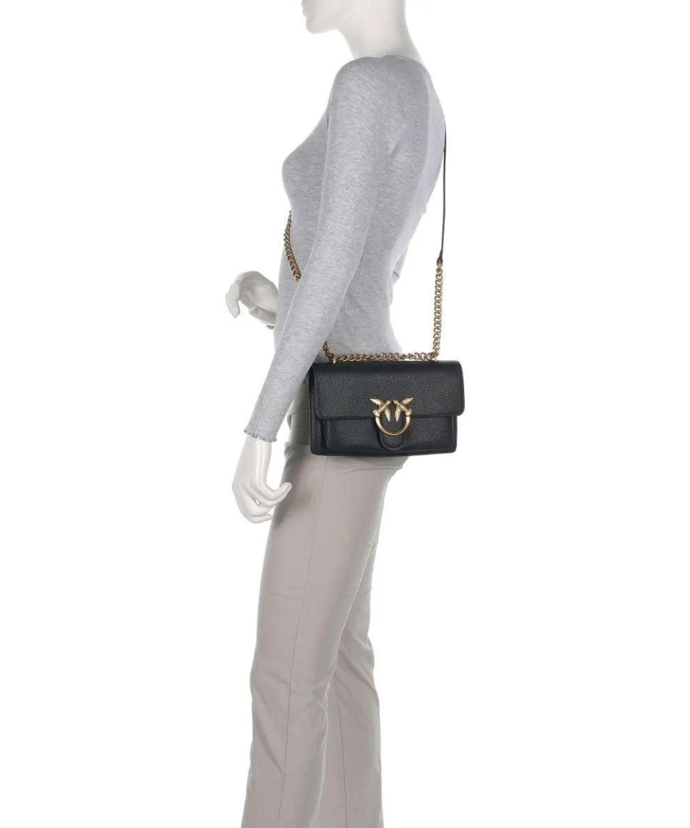 Love Soft Mini Schultertasche genarbtes Leder schwarz