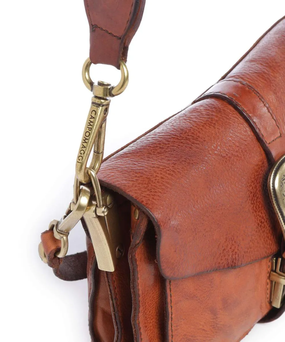 Schultertasche fein genarbtes Rindsleder cognac