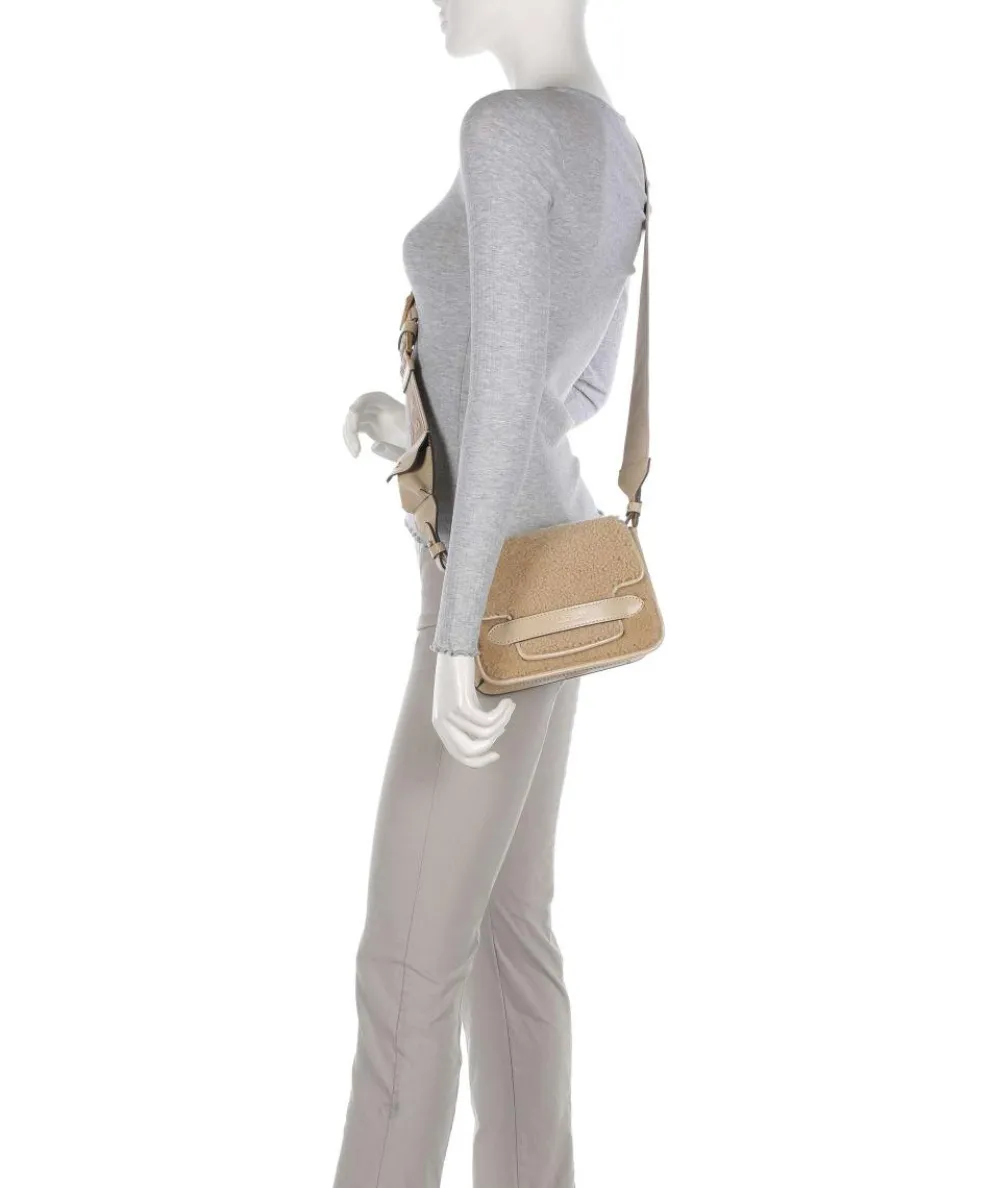 Lucrezia Wow Umhängetasche fein genarbtes Rindsleder, Fell beige