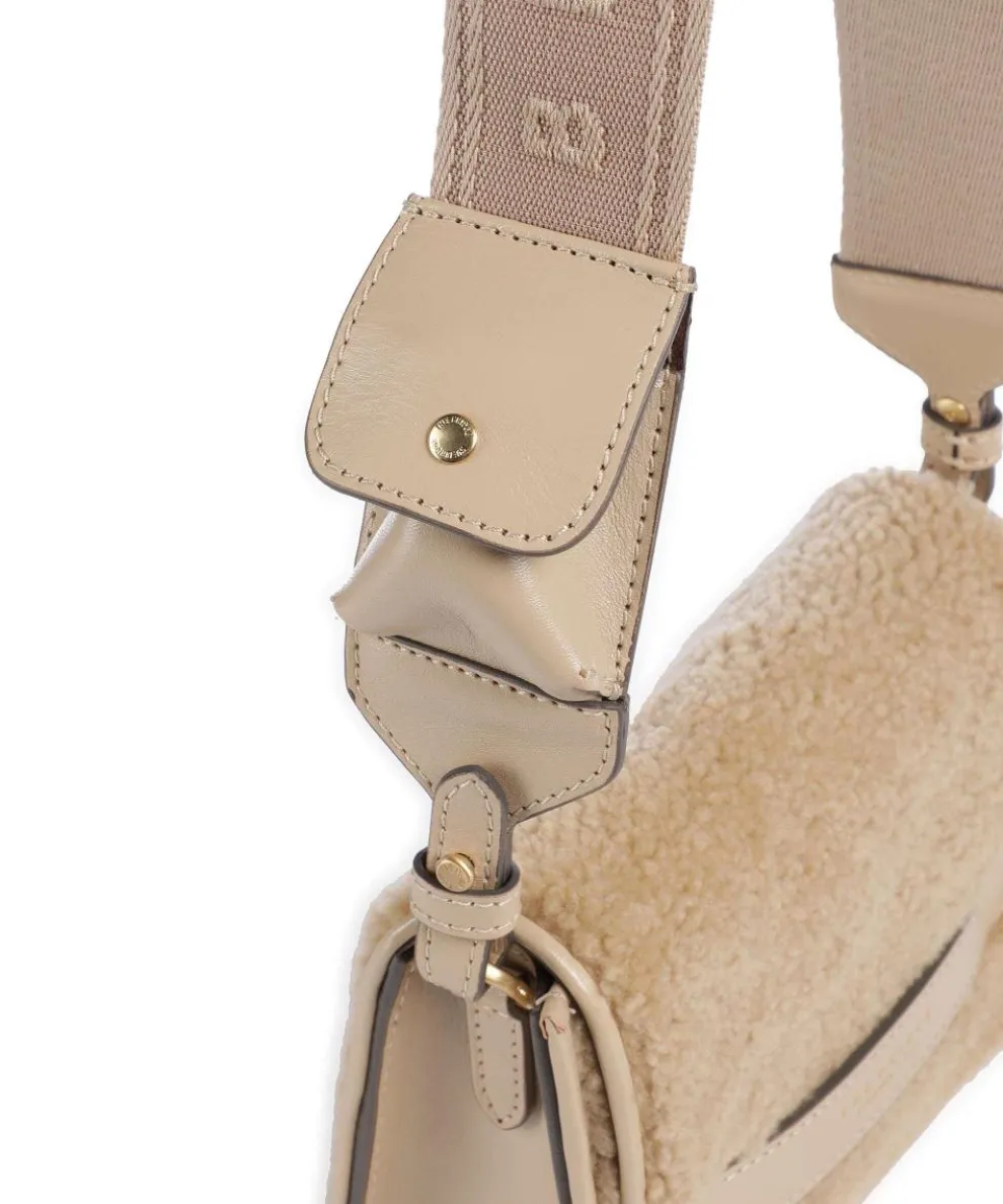 Lucrezia Wow Umhängetasche fein genarbtes Rindsleder, Fell beige