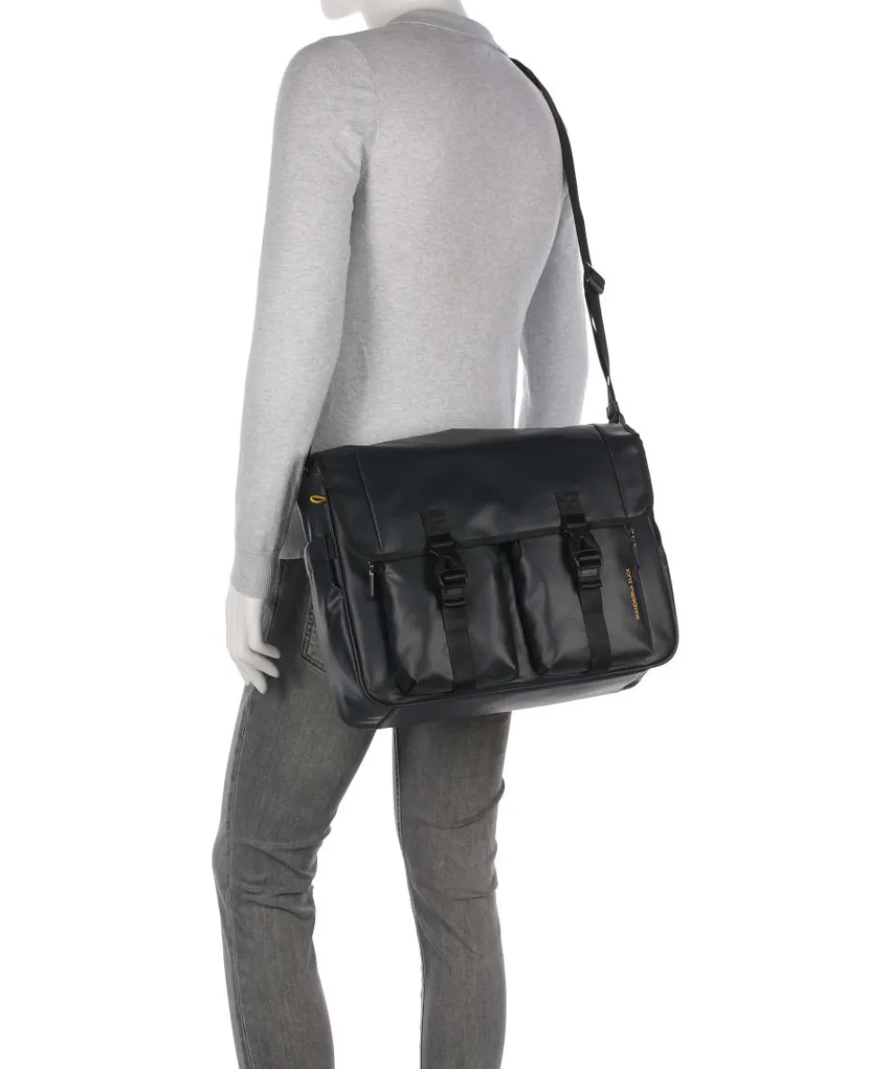 Eco Coated Kuriertasche recyceltes Polyester schwarz