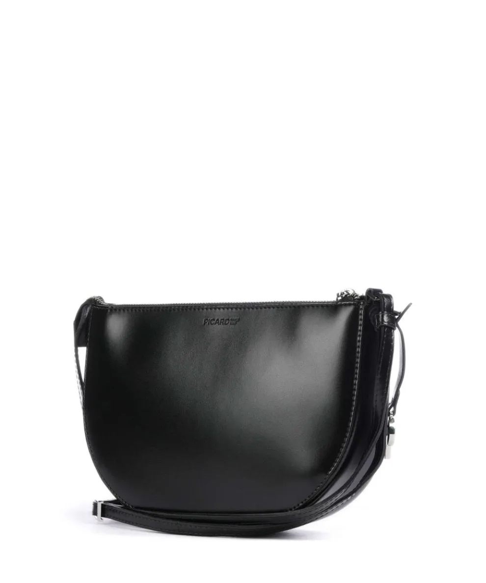 Black Tie Umhängetasche glattes Rindsleder schwarz