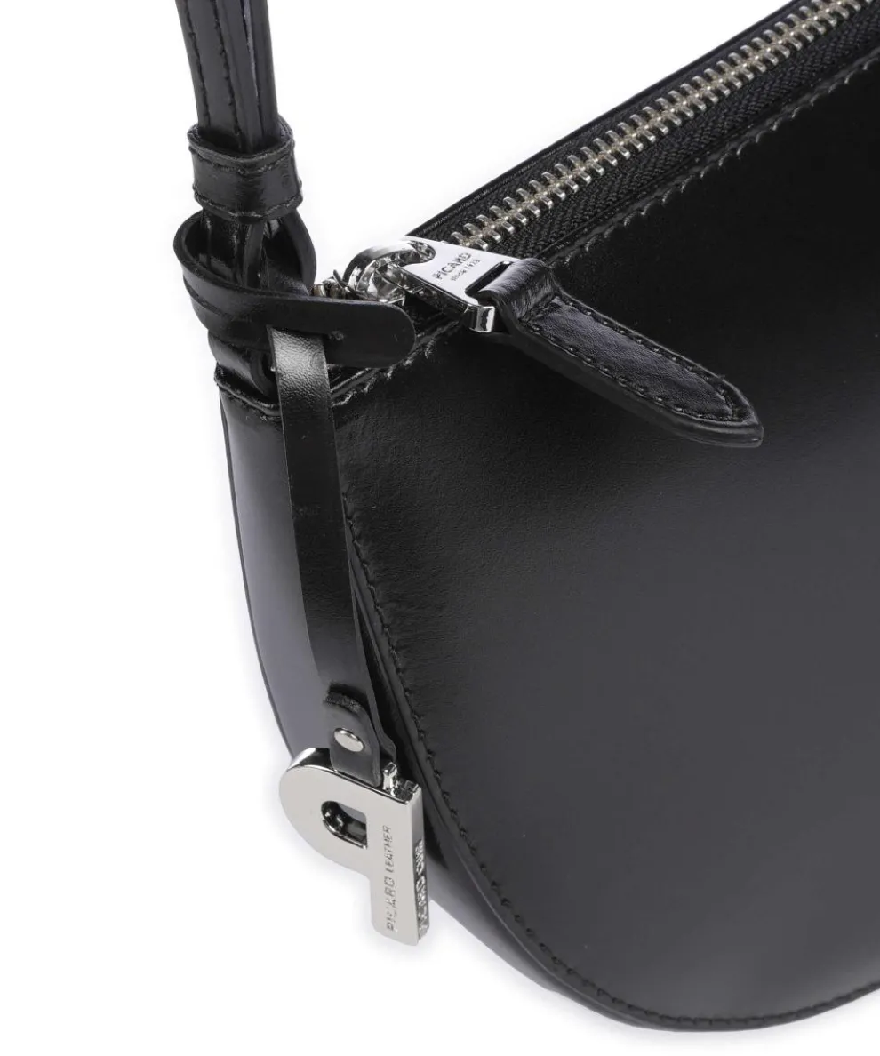 Black Tie Umhängetasche glattes Rindsleder schwarz