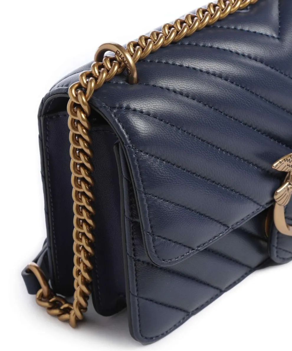 Love One Mini Schultertasche fein genarbtes Leder dunkelblau