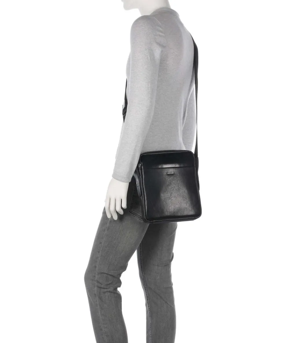 Treviso Remus Umhängetasche fein genarbtes Rindsleder schwarz