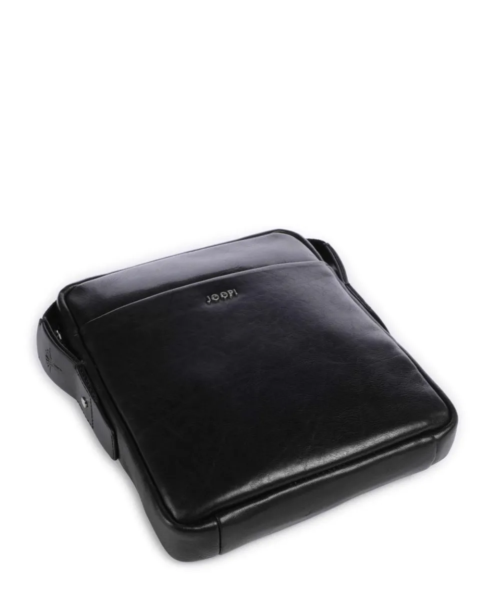 Treviso Remus Umhängetasche fein genarbtes Rindsleder schwarz