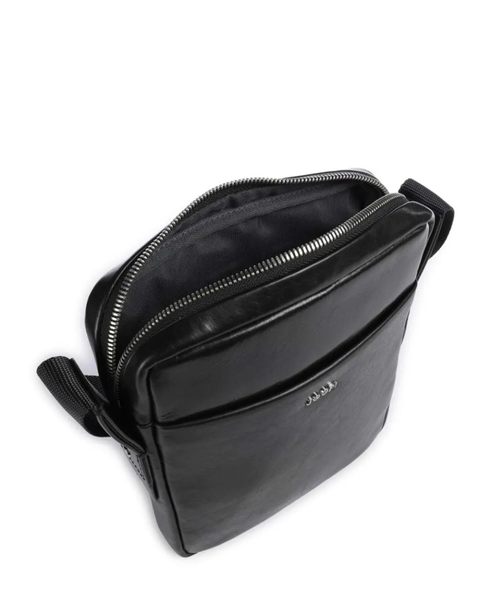 Treviso Remus Umhängetasche fein genarbtes Rindsleder schwarz