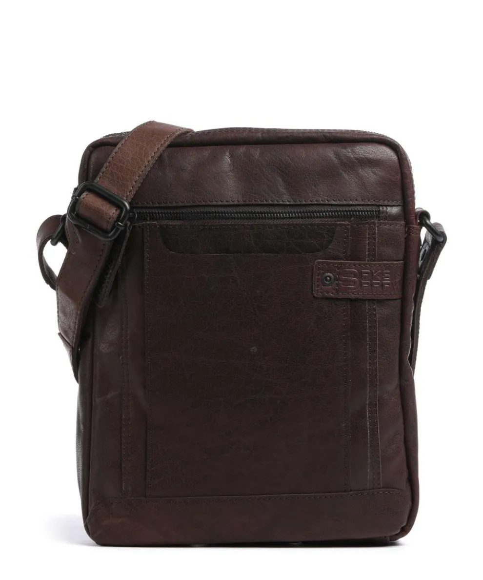 Bronco Jayed Umhängetasche 13″ genarbtes Leder dunkelbraun