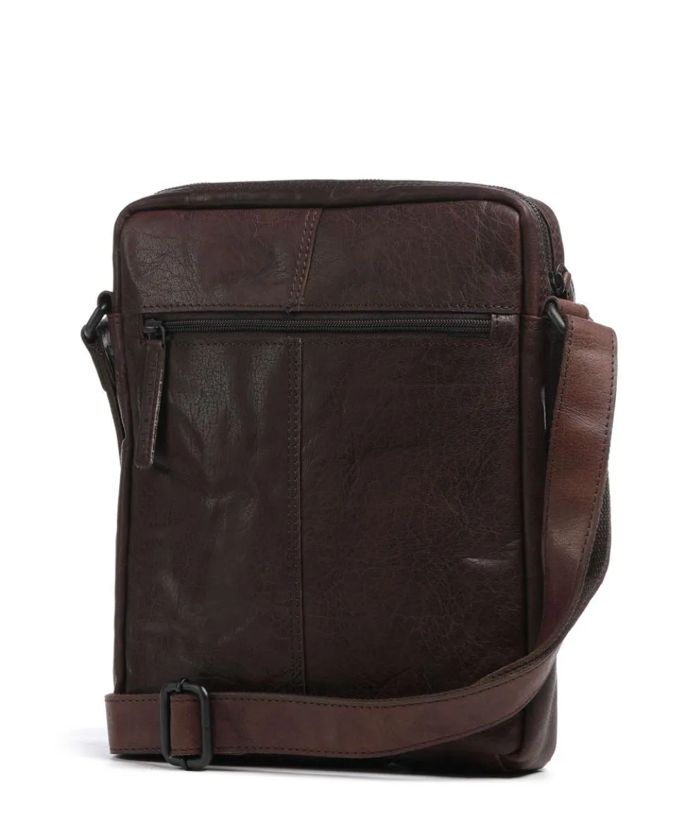 Bronco Jayed Umhängetasche 13″ genarbtes Leder dunkelbraun