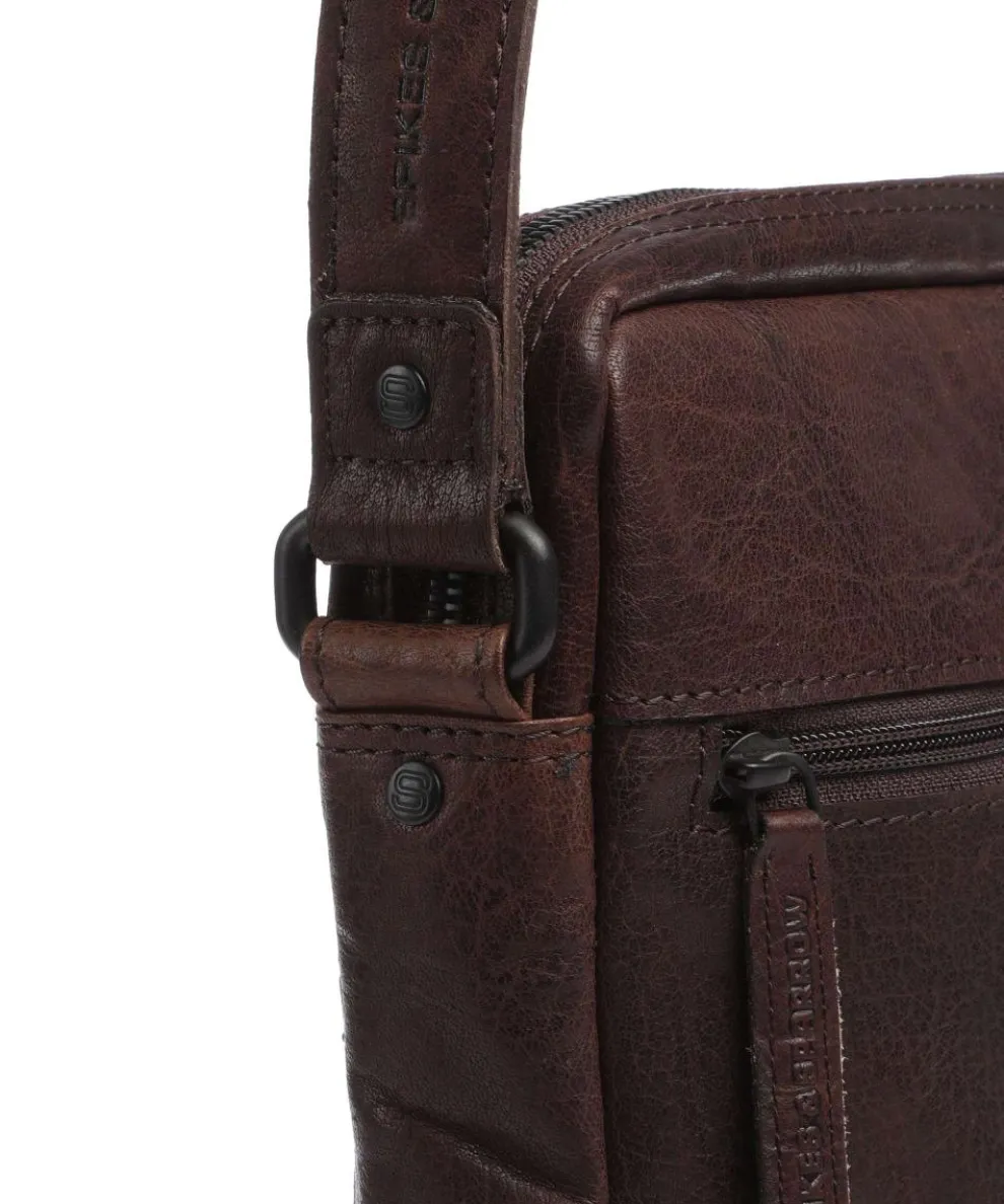 Bronco Jayed Umhängetasche 13″ genarbtes Leder dunkelbraun