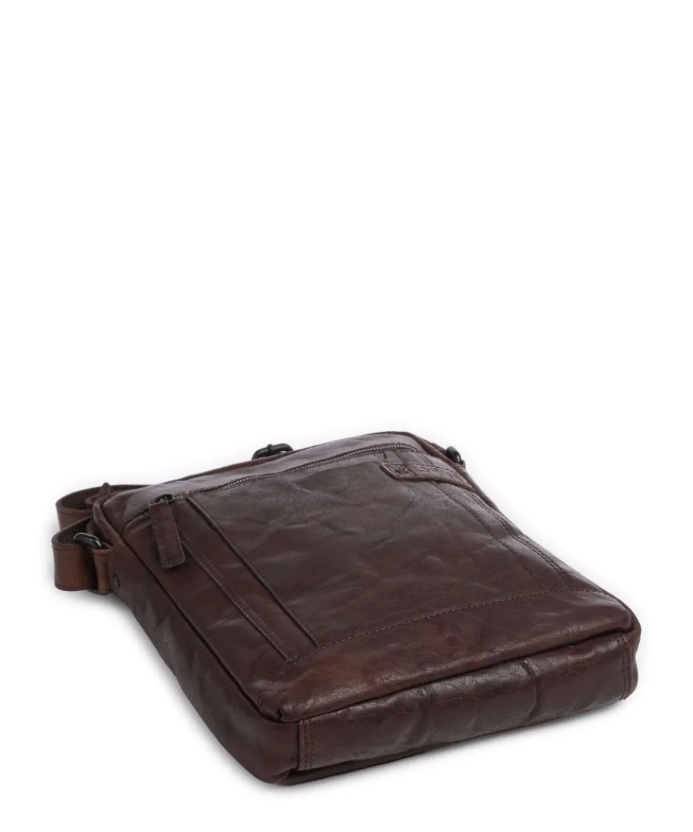 Bronco Jayed Umhängetasche 13″ genarbtes Leder dunkelbraun
