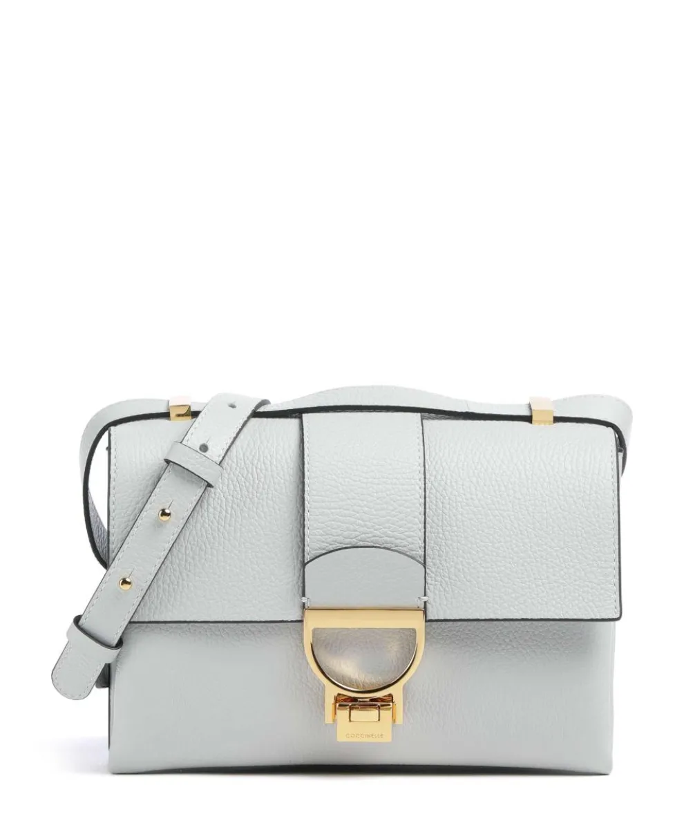 Arlettis Schultertasche genarbtes Leder hellblau