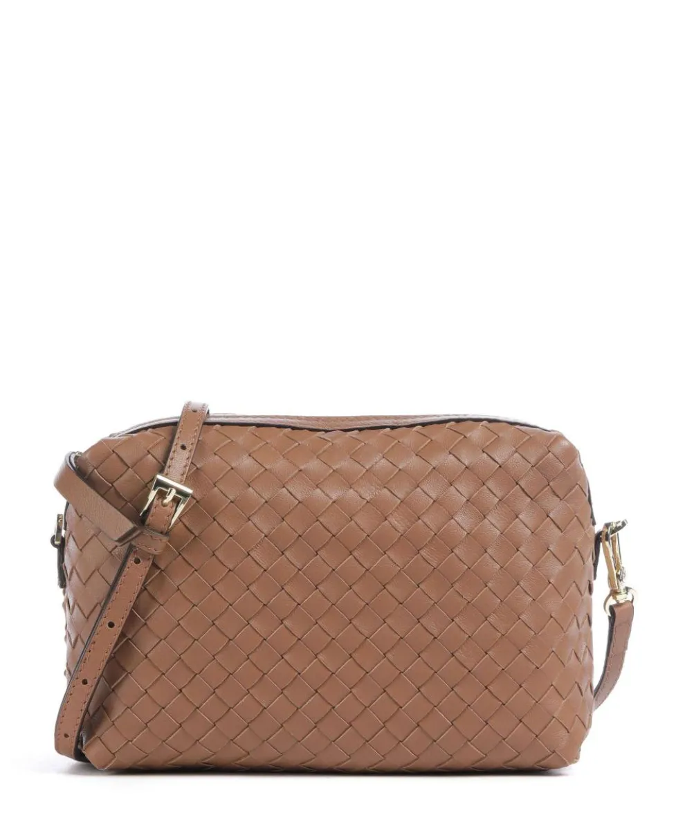 Piuma Kaia Umhängetasche fein genarbtes Leder braun