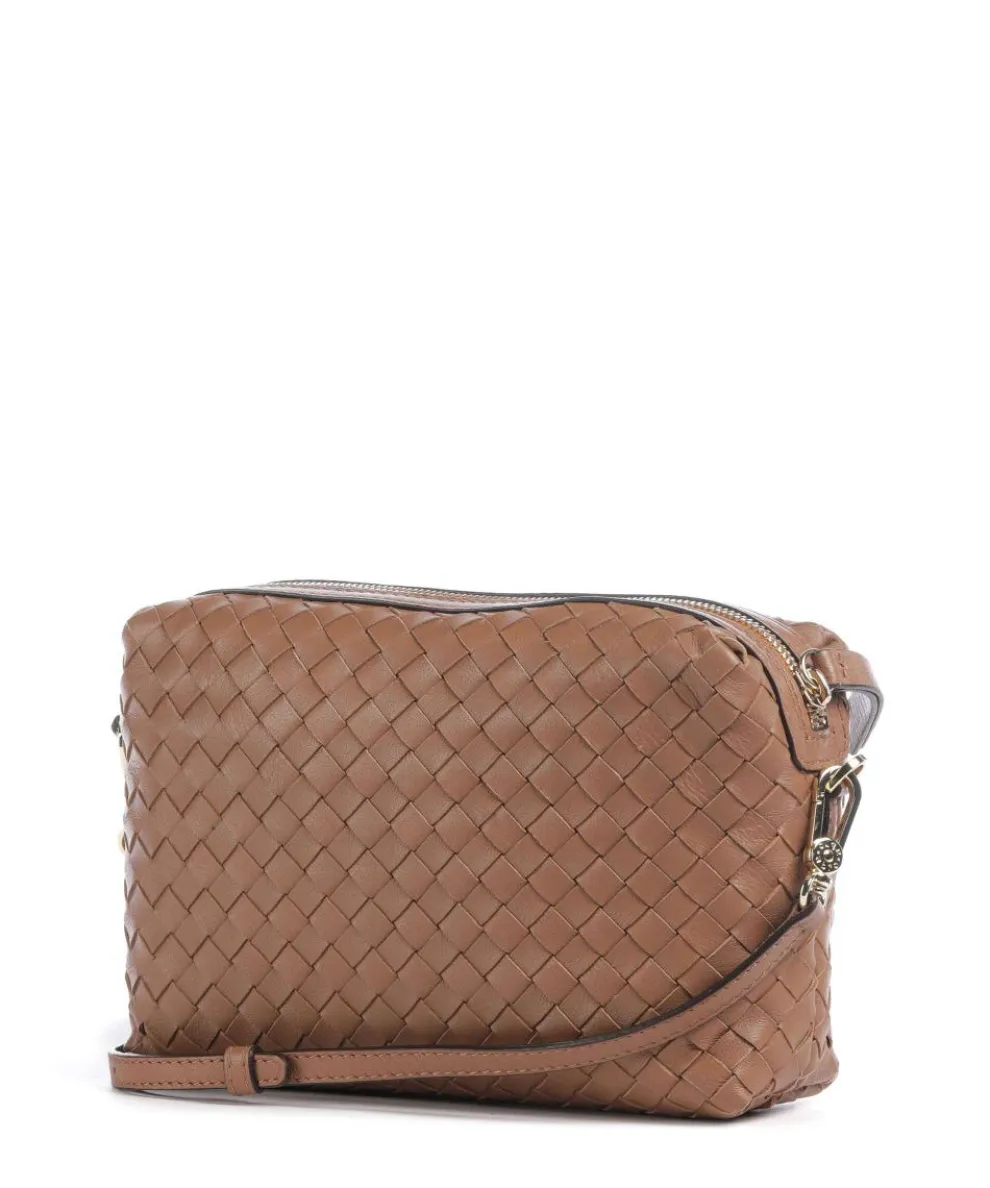 Piuma Kaia Umhängetasche fein genarbtes Leder braun