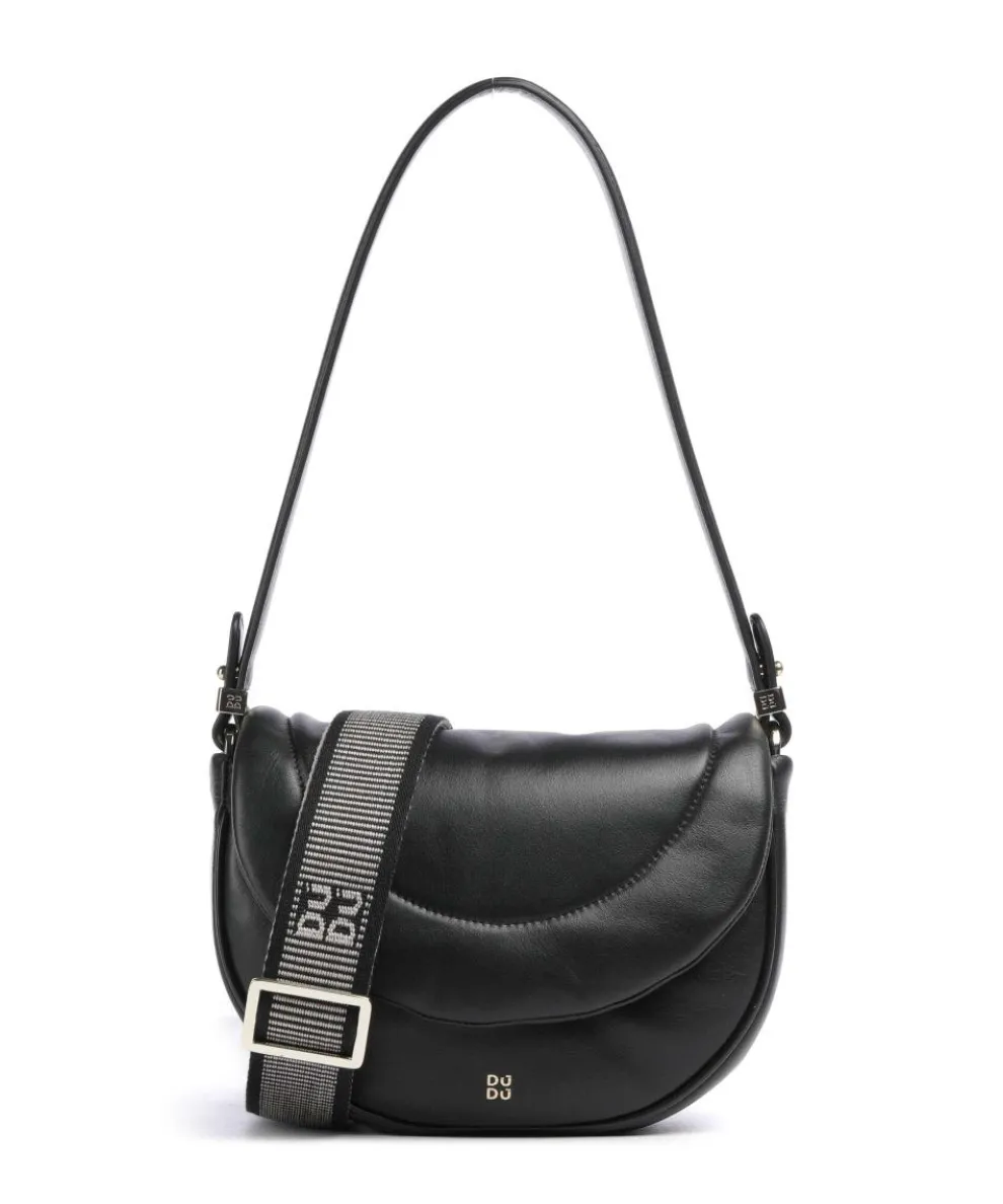 Panarea Schultertasche fein genarbtes Leder schwarz