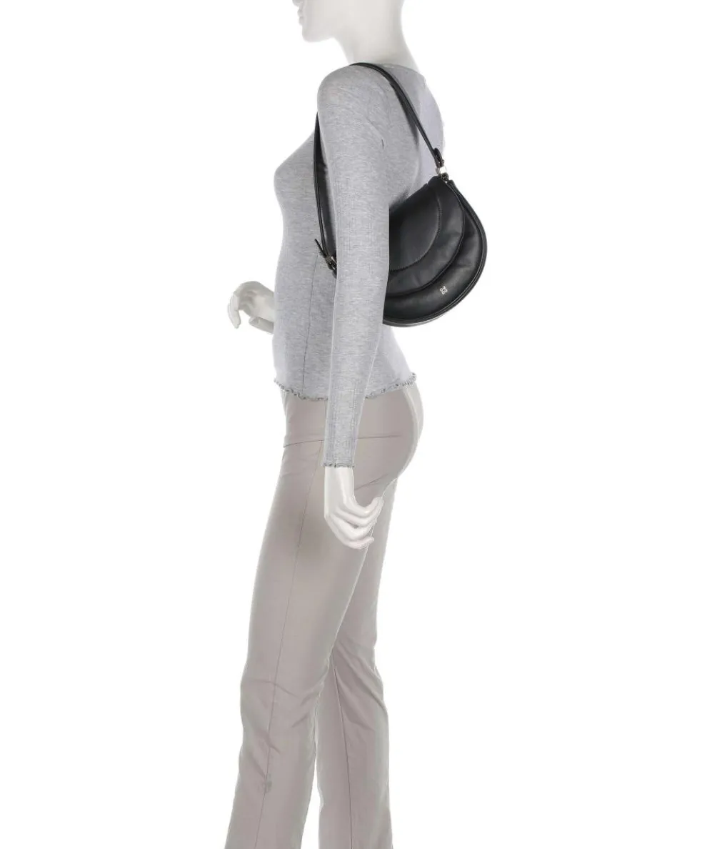 Panarea Schultertasche fein genarbtes Leder schwarz