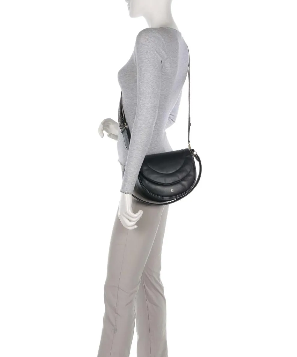 Panarea Schultertasche fein genarbtes Leder schwarz