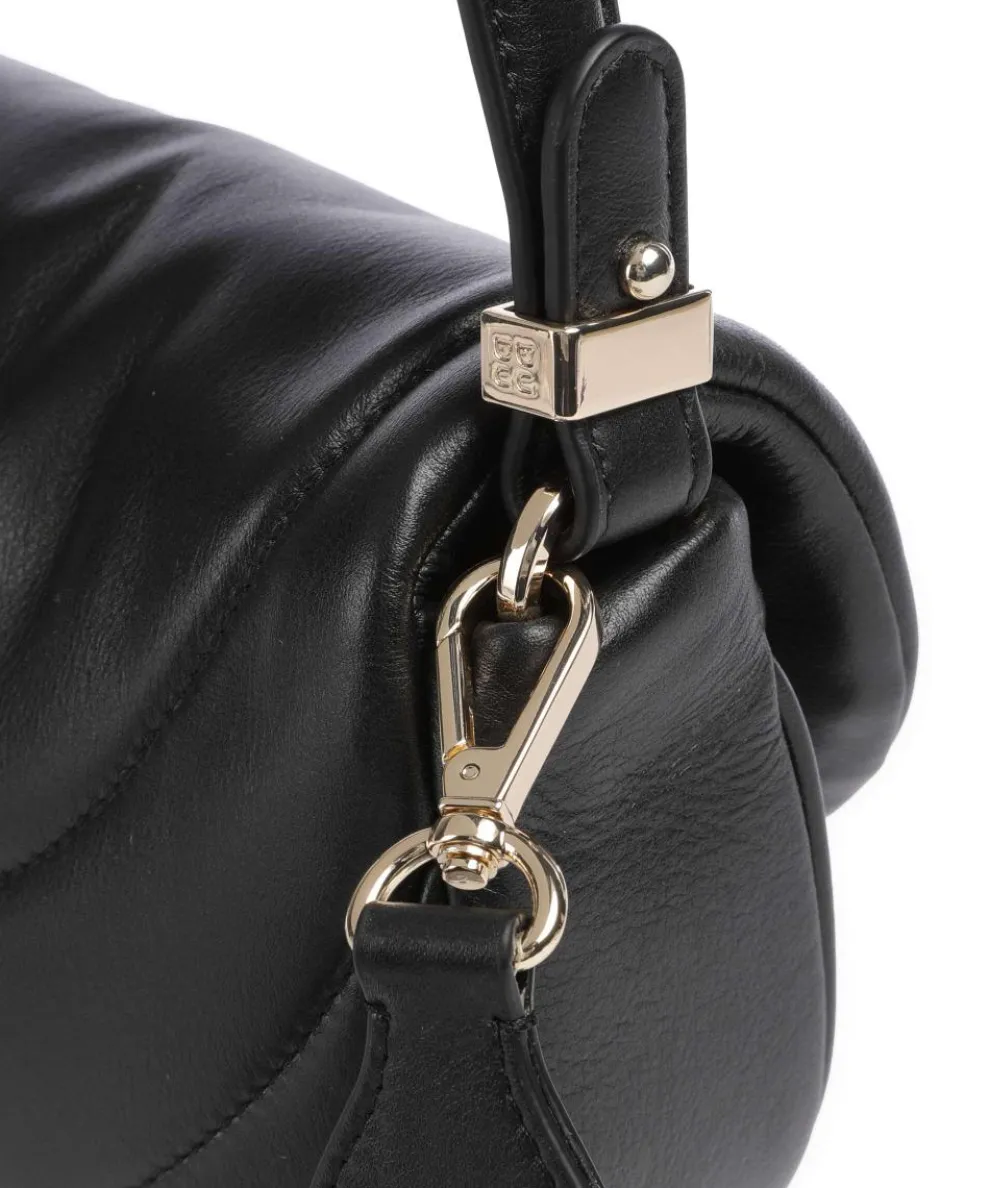 Panarea Schultertasche fein genarbtes Leder schwarz